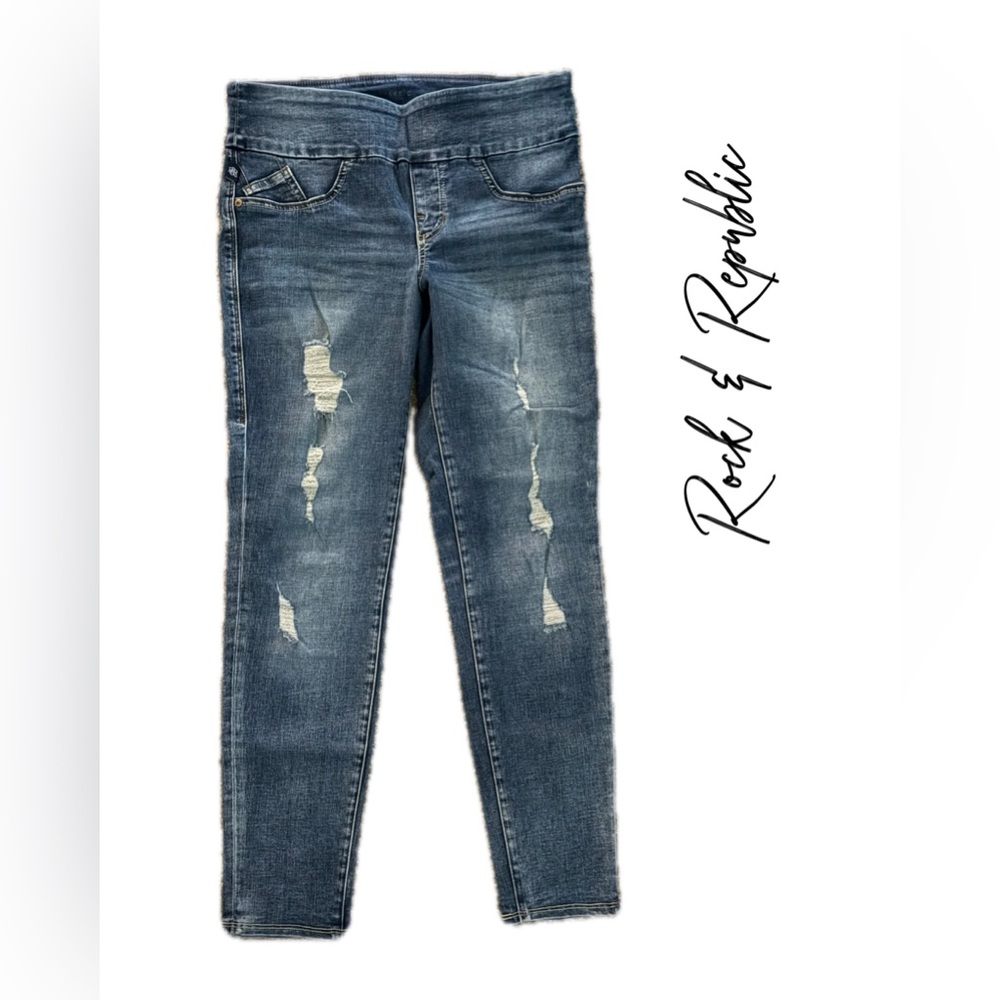 Rock & Republic Women's Distressed Skinny Jeans - Blue